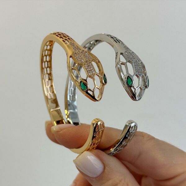 Yılan Yeşil Gözlü Kelepçe Bilezik