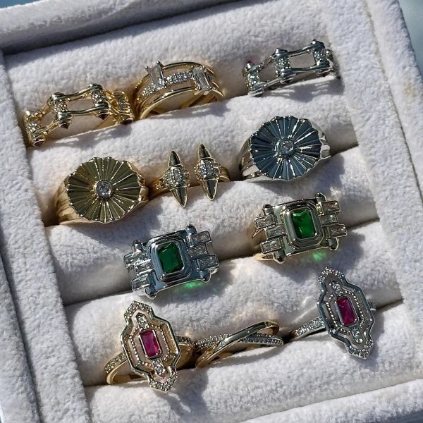 Baget Chain Pembe Taşlı Yüzük