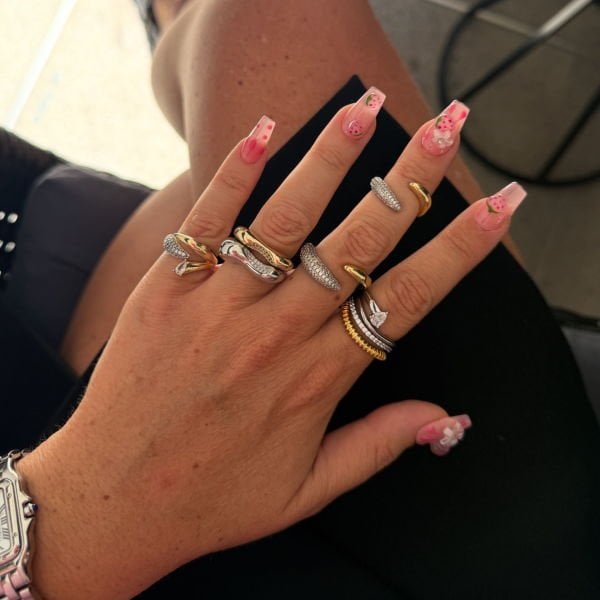 Bows Zincirli İkili Mix Yüzük