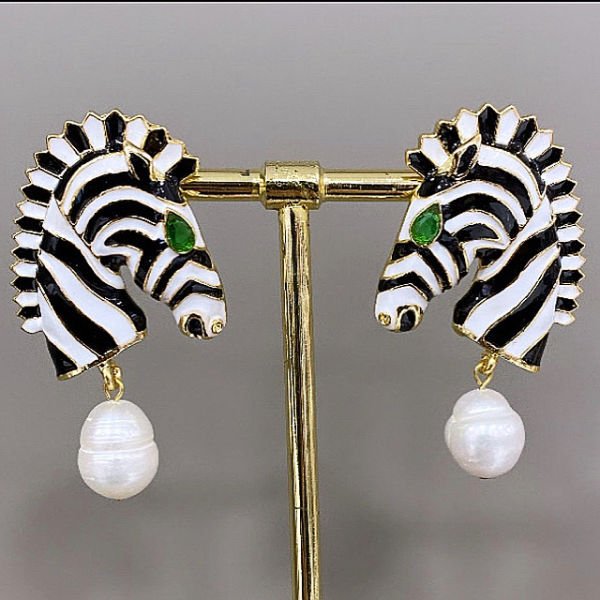 Zebra İnci Küpe