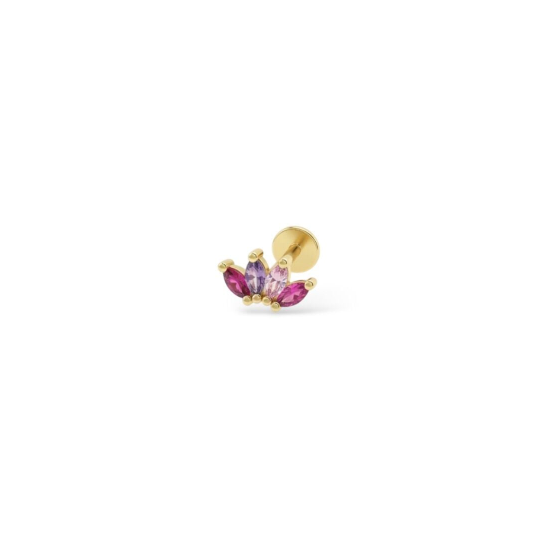 Renkli Taşlı Çelik Piercing