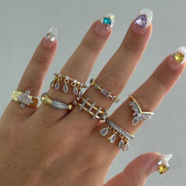 Minimal Renkli Taşlı Yüzük