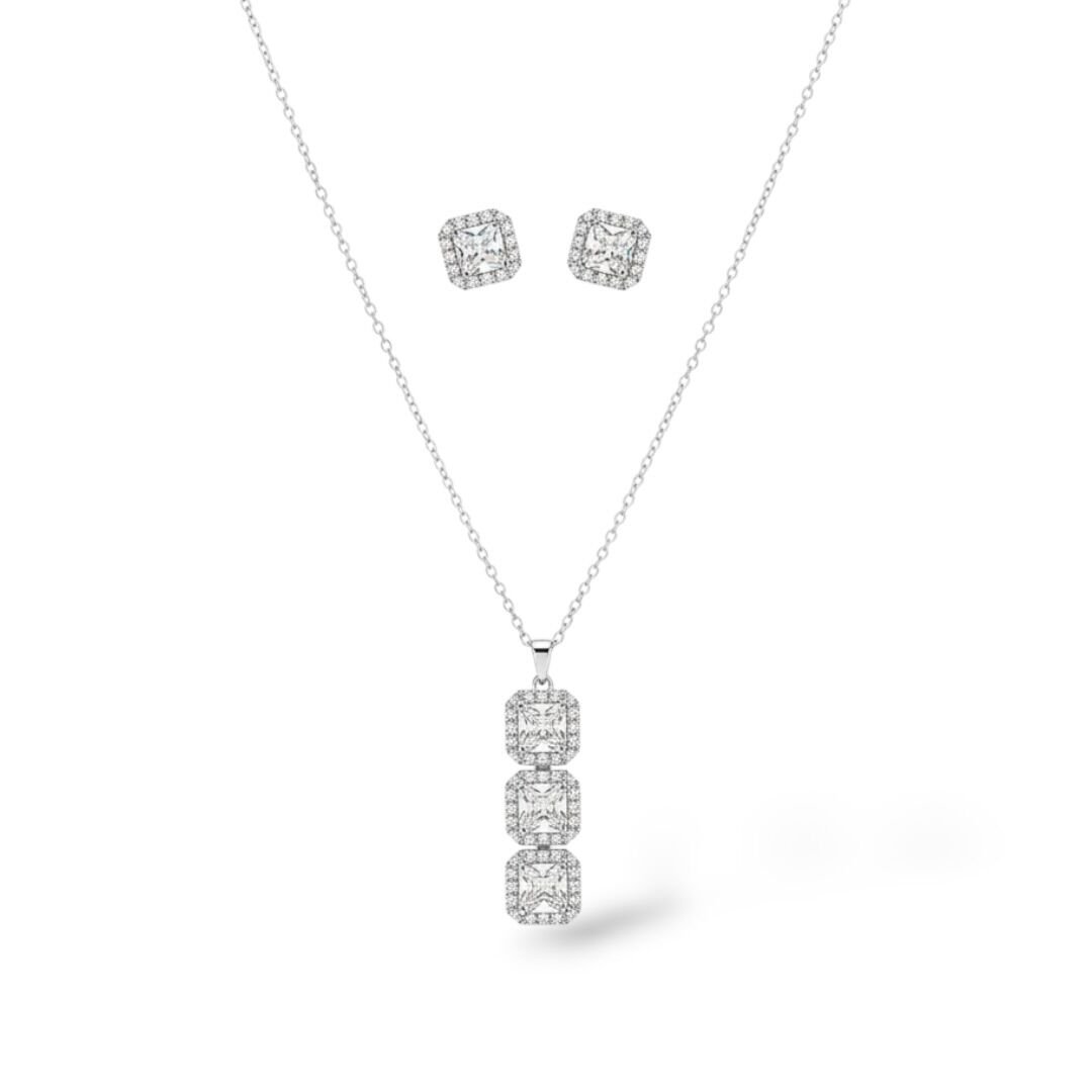 Zens Baget Diamonds Kolye Küpe Set