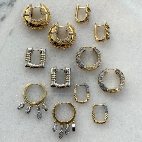 Dikdörtgen Halka Mix Küpe