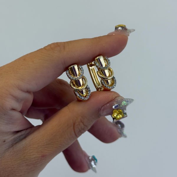 Dikdörtgen Halkalı Mix Küpe