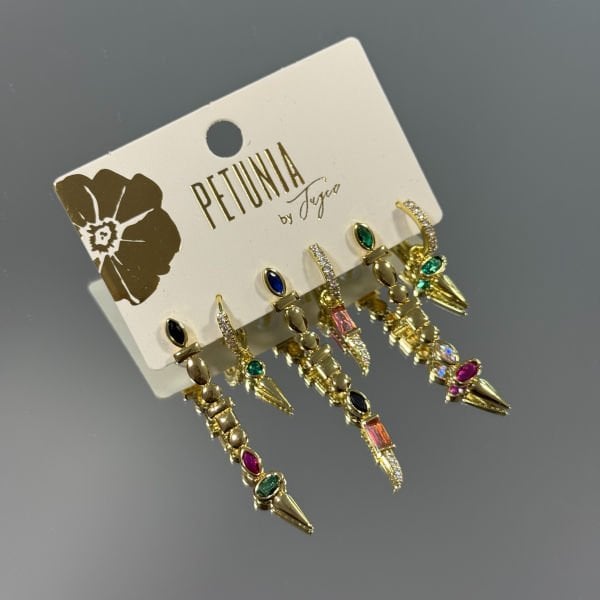 Renkli Taşlı Küpe Seti