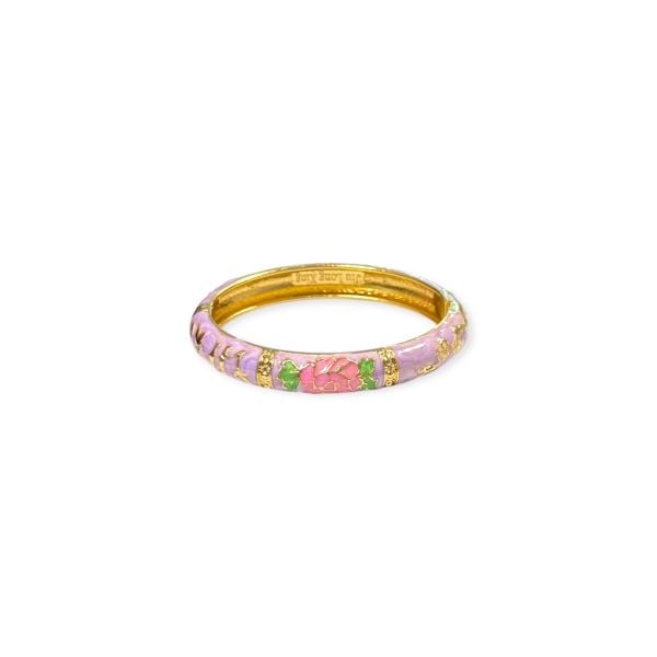 Lila Çiçekli Mineli Kelepçe Bilezik