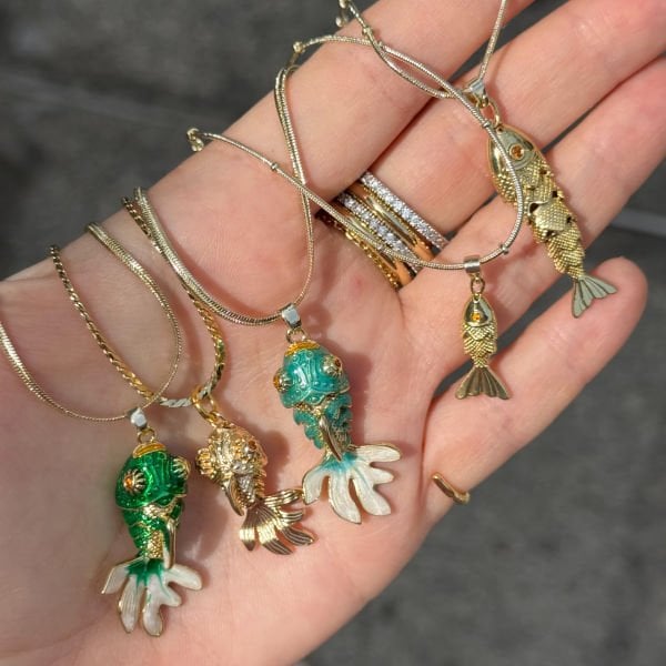 Vintage Oynak Balık Kolye