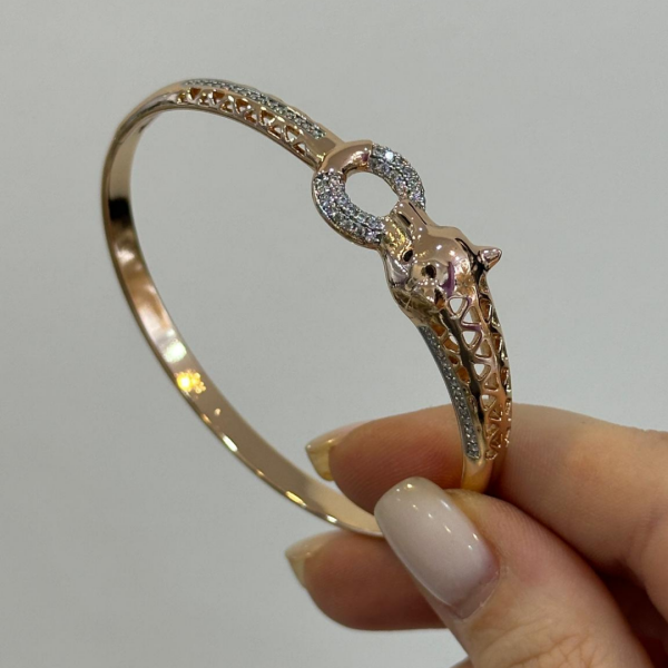 Xuping Rose Gold Panter Çelik Kelepçe Bilezik