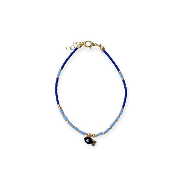 Lacivert Balık Cam Boncuk Halhal