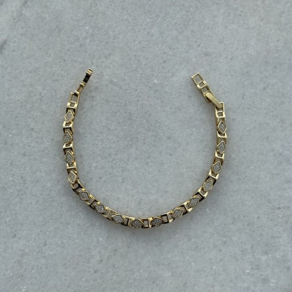 Xuping Baklava Taşlı 14 Ayar Çelik Bileklik