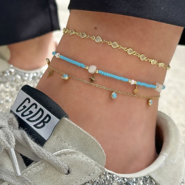 Turkuaz Cam Boncuk Halhal