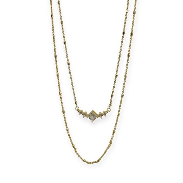 Baget Taşlı İkili Kolye