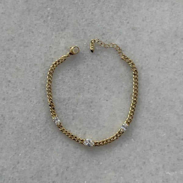 Xuping Üç Taş Zincir 14 Ayar Çelik Bileklik