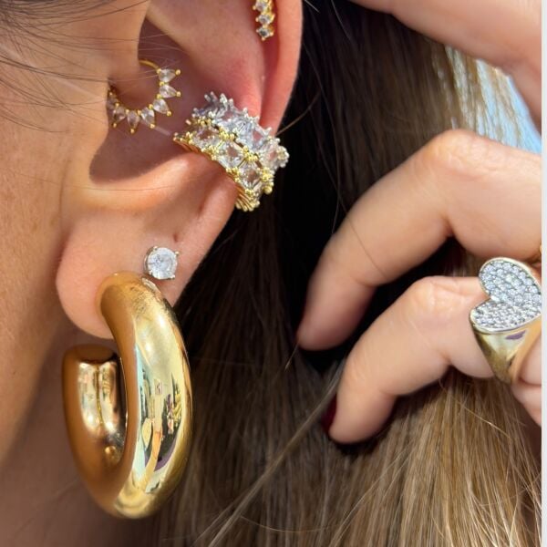 Rowsky Taşlı Earcuff Kıkırdak Küpe