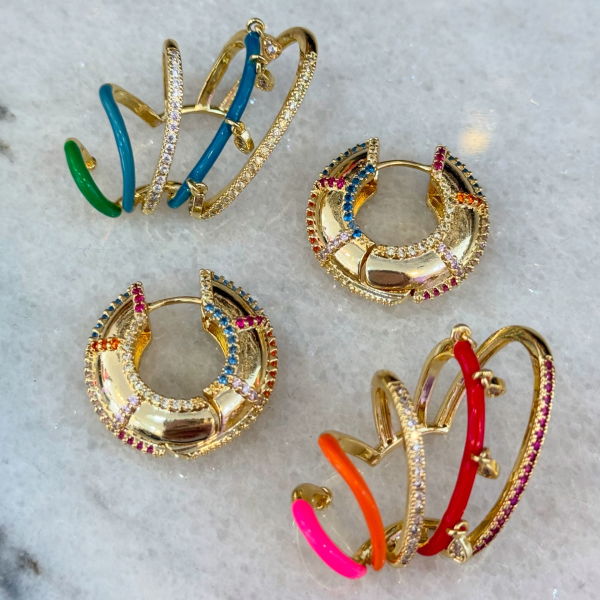 Lola Mavi Taşlı Earcuff Kıkırdak Küpe