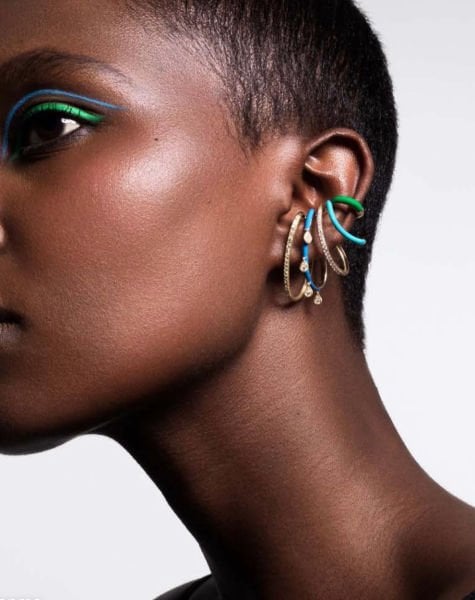 Lola Mavi Taşlı Earcuff Kıkırdak Küpe