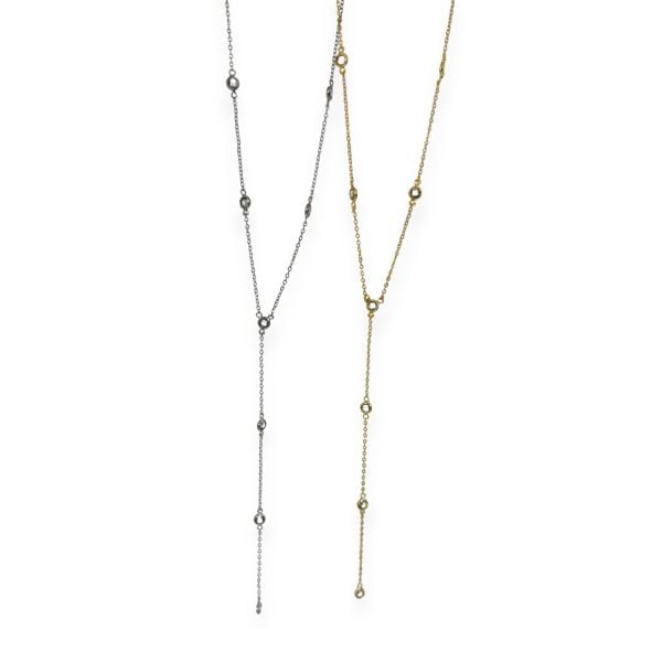 Yuvarlak Taşlı Y Dekolte Kolye