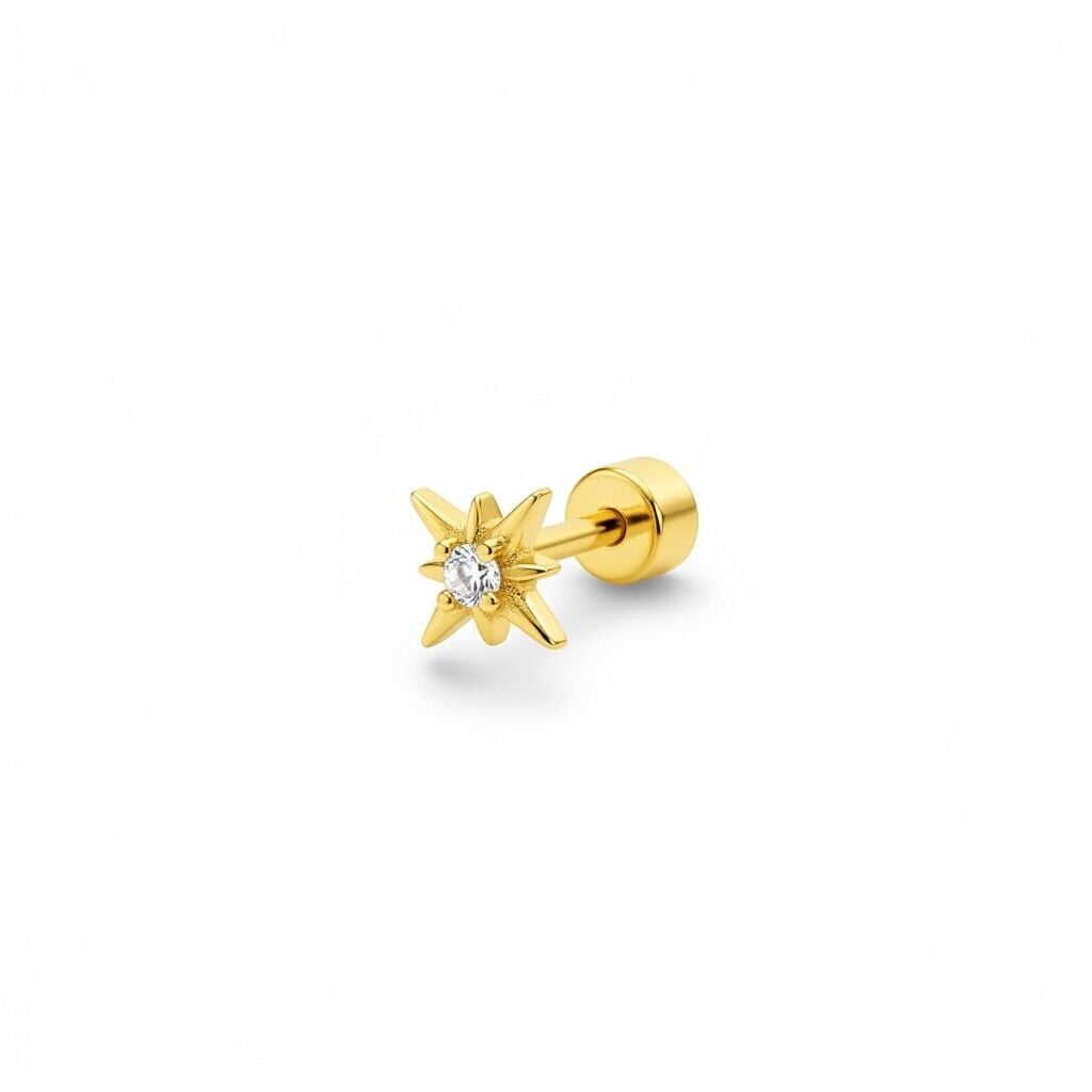 925 Ayar Gümüş Kutup Yıldızı Tragus Piercing