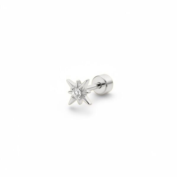925 Ayar Gümüş Kutup Yıldızı Tragus Piercing