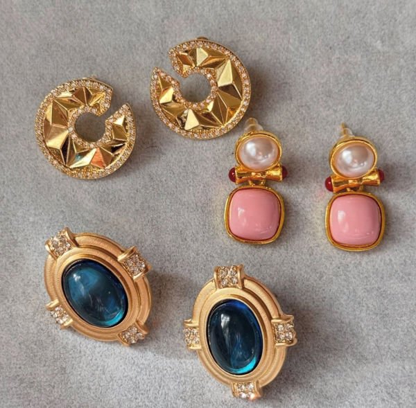 Vintage Toz Pembe Küpe