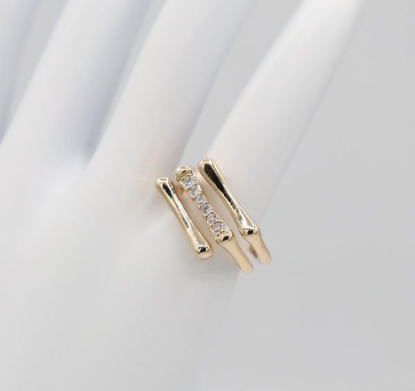 Taşlı Çubuk Serçe Parmak Yüzük