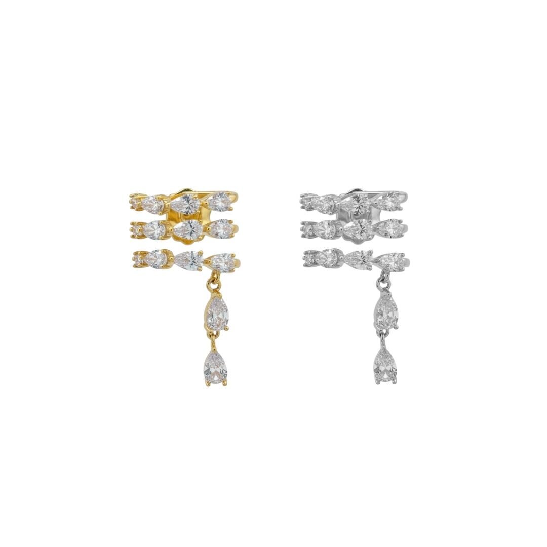 Markiz Taşlı Sallantılı Earcuff Kıkırdak Küpe