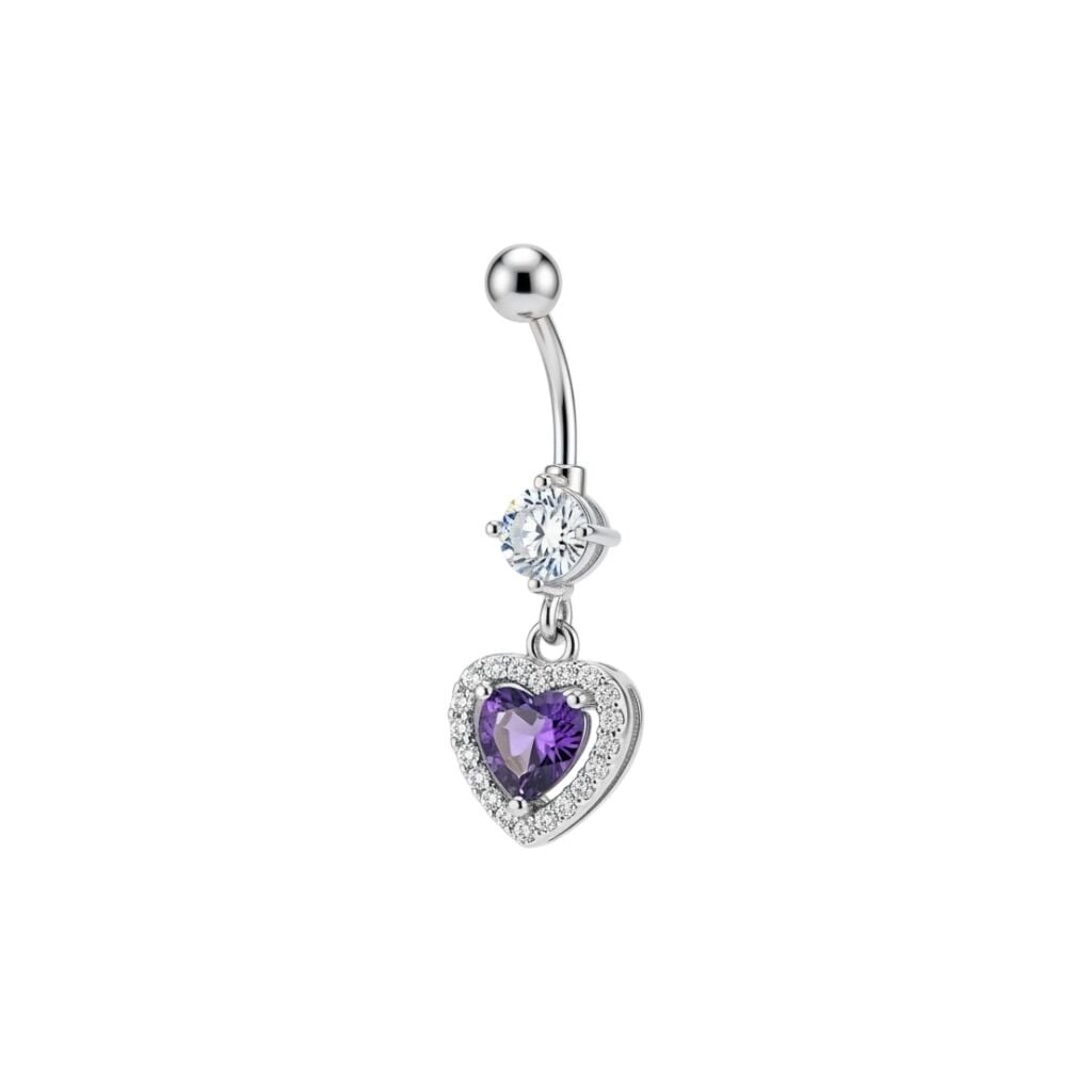 Purple Heart Çelik Göbek Piercing