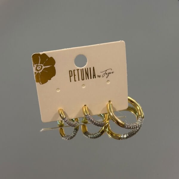 Taşlı Halka Mix 3’lü Küpe Seti