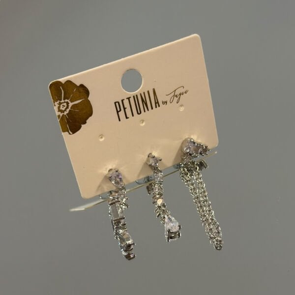 Silver Taşlı 3’lü Küpe Seti