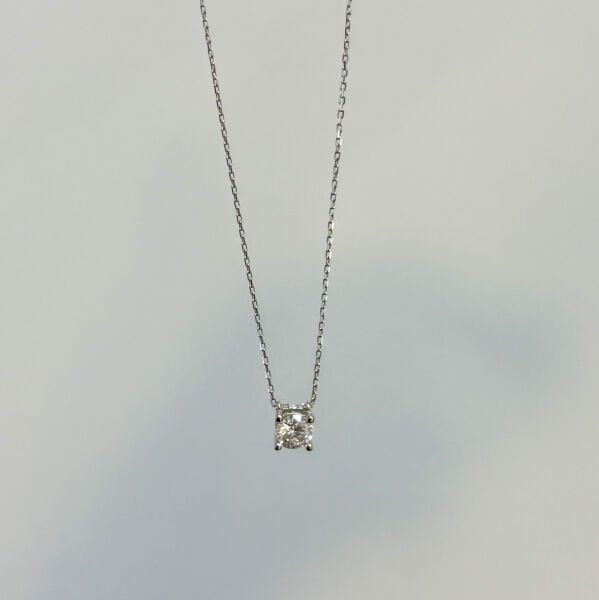 925 Ayar Gümüş Tek Taş Hayalet Kolye