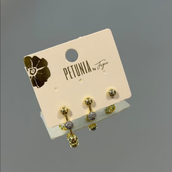 Taşlı Topçuk Mix 3’lü Küpe Seti