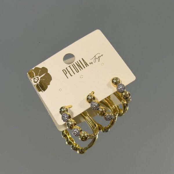 Bonibon Taşlı Halka Mix 3’lü Küpe Seti