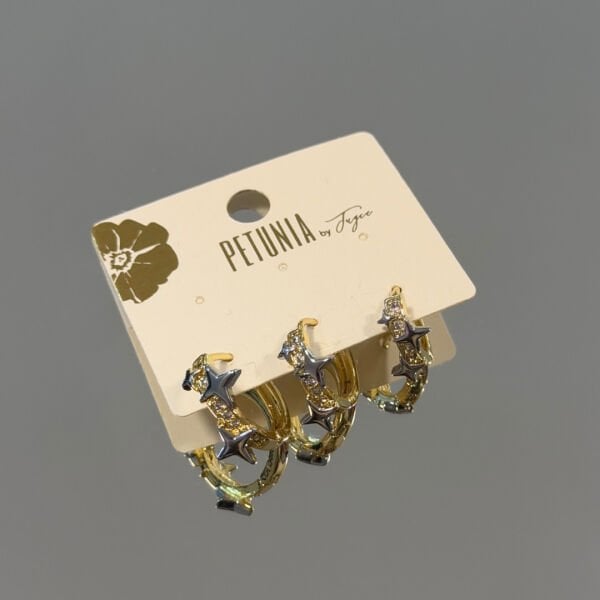 Yıldız Taşlı Halka Mix 3’lü Küpe Seti