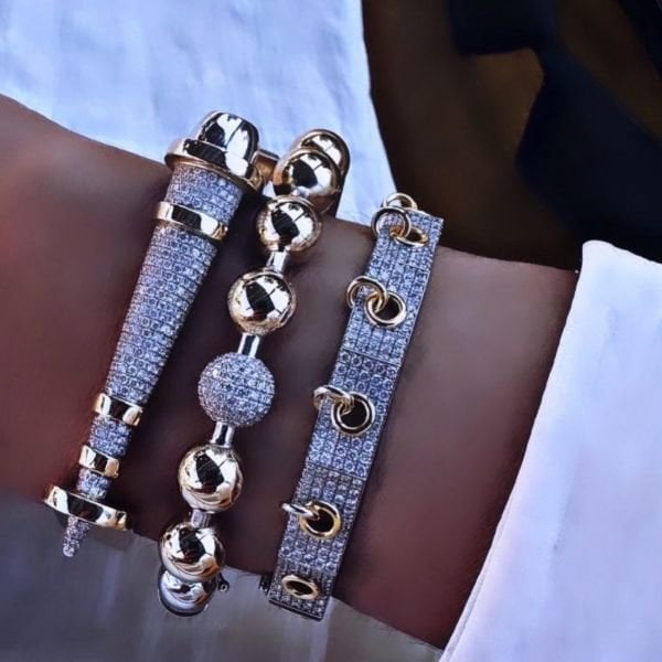 Taşlı Halkalı Rainbwk Kelepçe Bilezik