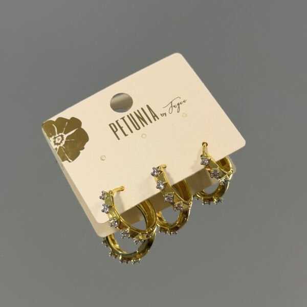 Taşlı Halka Mix 3’lü Küpe Seti