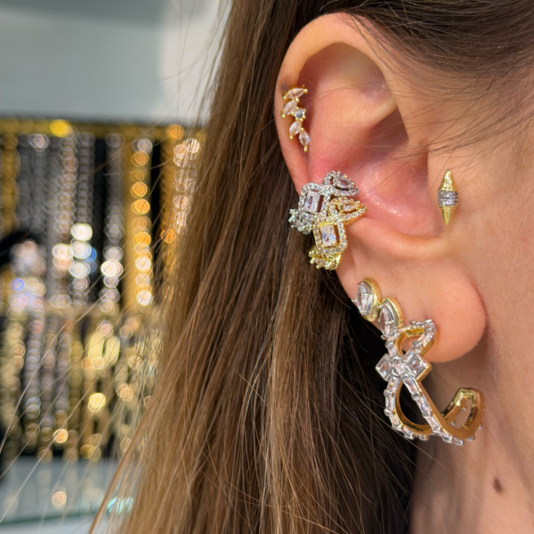 Messik-a Taşlı Earcuff Kıkırdak Küpe