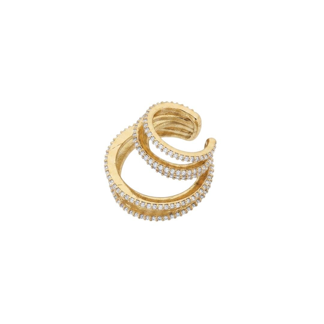 Maxi Taşlı Çoklu Görünümlü Earcuff Kıkırdak Küpe