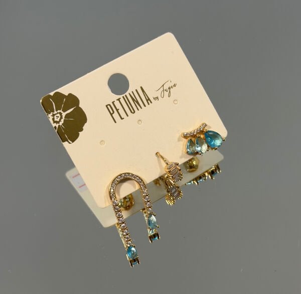 Turkuaz Taşlı Küpe Seti