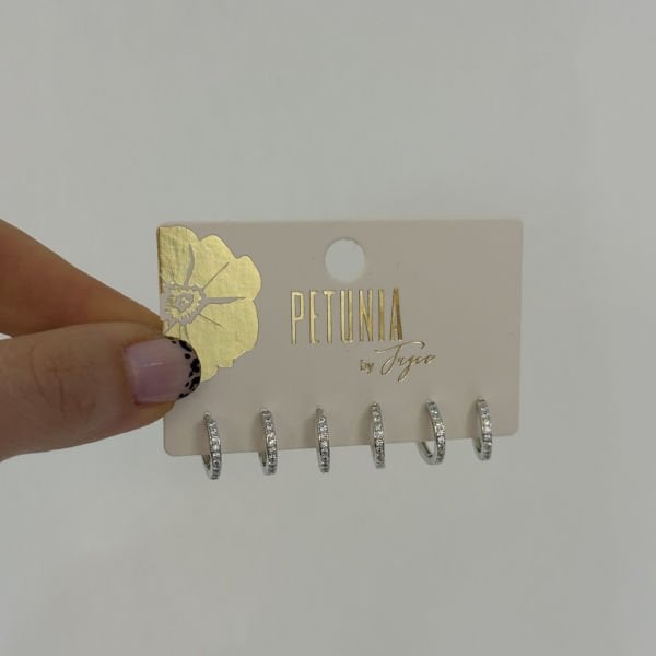 Taşlı Silver Halka 6’lı Küpe Seti