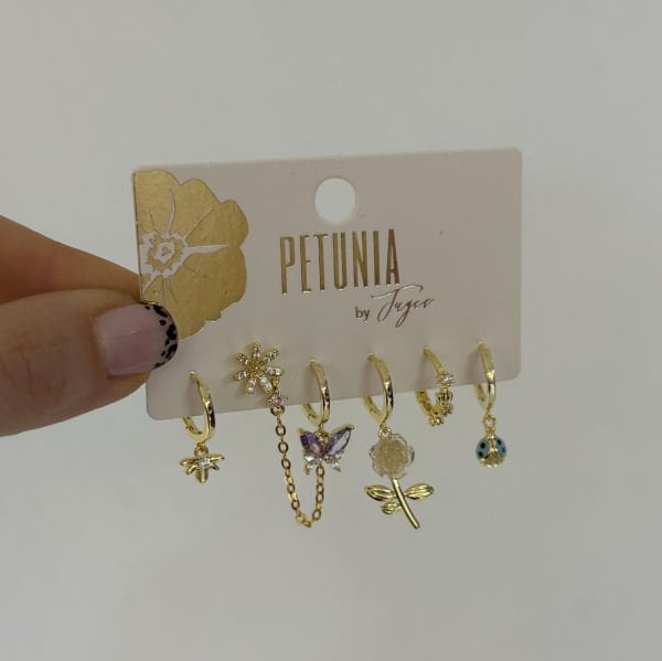 Mor Kelebek 6’lı Küpe Seti