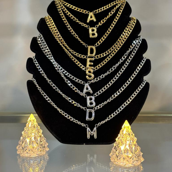 Balon Maxi Zincir Silver Harf Kolye