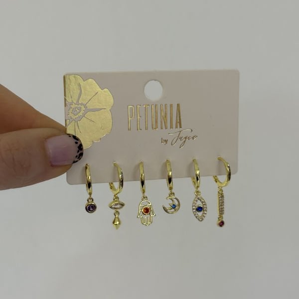 Göz Fatma Ana Eli 6’lı Küpe Seti