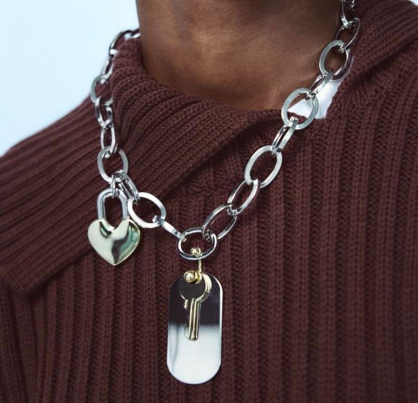 Zra Anahtar Kilit Kalp Zincir Kolye