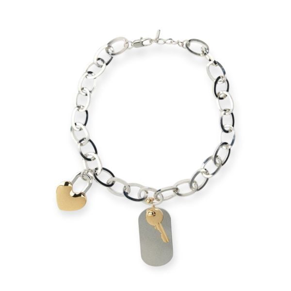 Zra Anahtar Kilit Kalp Zincir Kolye