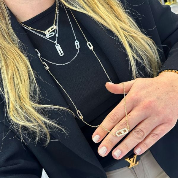 Messik-a Hareketli Taşlı Kolye 45cm