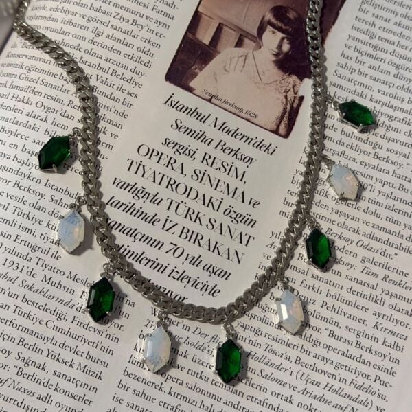 Opalin Yeşil Taşlı Charm Kolye