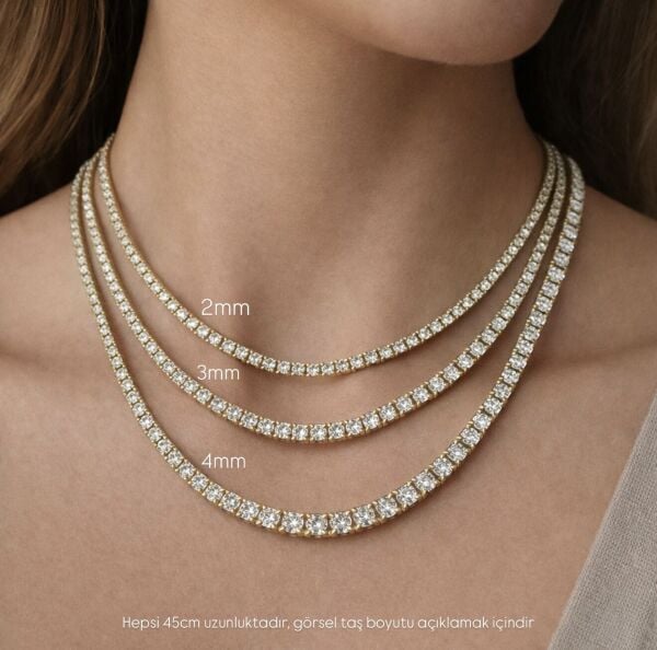 3 mm Dönmeyen 14k Altın Rengi Su Yolu Kolye 45 cm