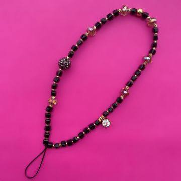Siyah Kristal Telefon Askısı - Phone Charm
