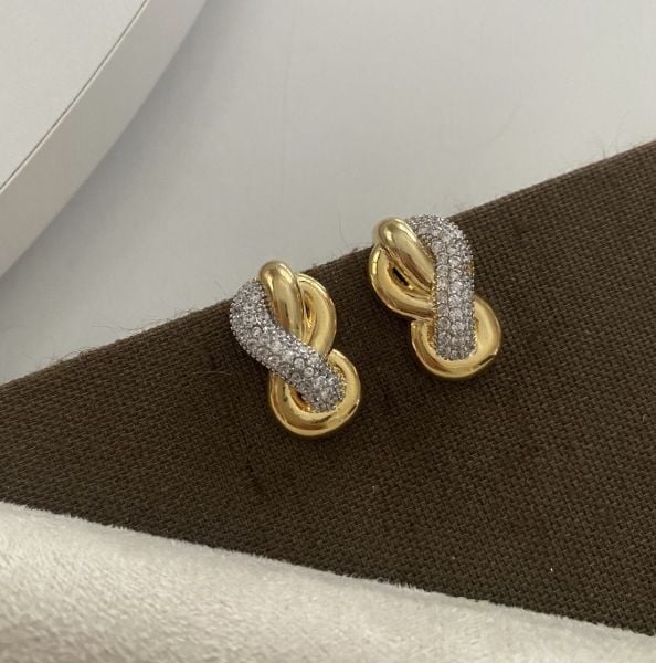 Bows Taşlı Düğüm Mix Çivi Küpe